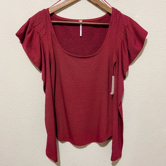 Free People Penelope Puff Sleeve Striped Top NWT - Picture 4 of 10